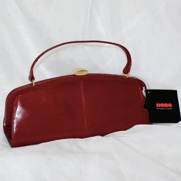 Vintage Hobo International Cherry Red Leather Top Handle Purse NWT - Picture 1 of 3